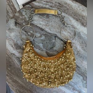 ALDO Gold Beaded & Sequin Shoulder Bag – Y2K Glam Statement Purse